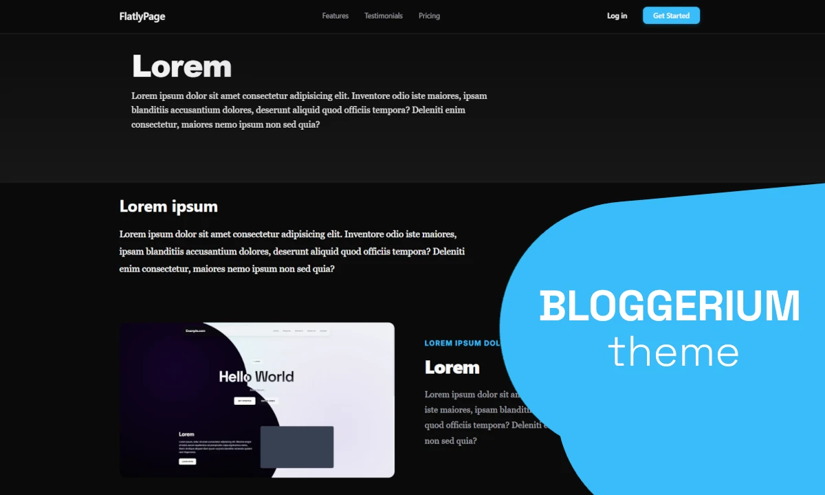 A modern theme for content creators in FlatlyPage CMS